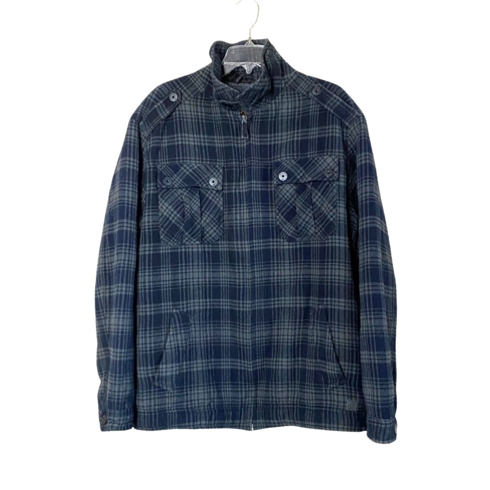 Fox Riders PAC Sun Gray & Black Plaid Zip Front Fleece Lined Jacket Size XL